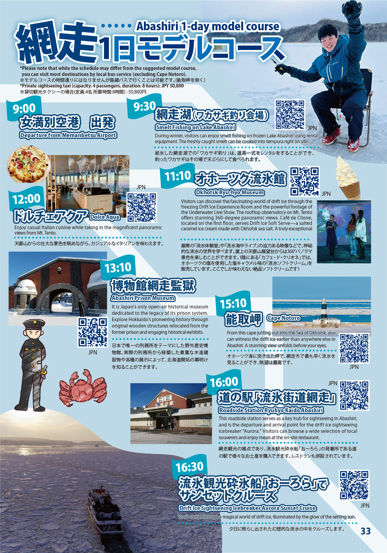 網走 1日モデルコース